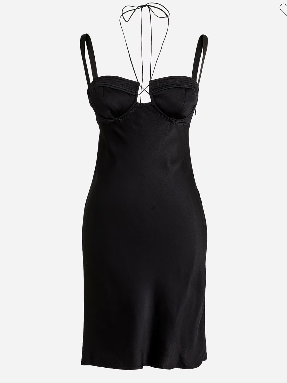 NWT J. Crew x Anna October Bustier Mini Slip Dress in Black Satin Size 14 - Picture 13 of 13